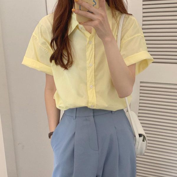 women's blouses & shirts women summer students high street lady 2021 loose short sleeve leisure basic casual solid all match chic ol, White
women's blouses & shirts women summer students high street lady 2021 loose short sleeve leisure basic casual solid all match chic ol, White
