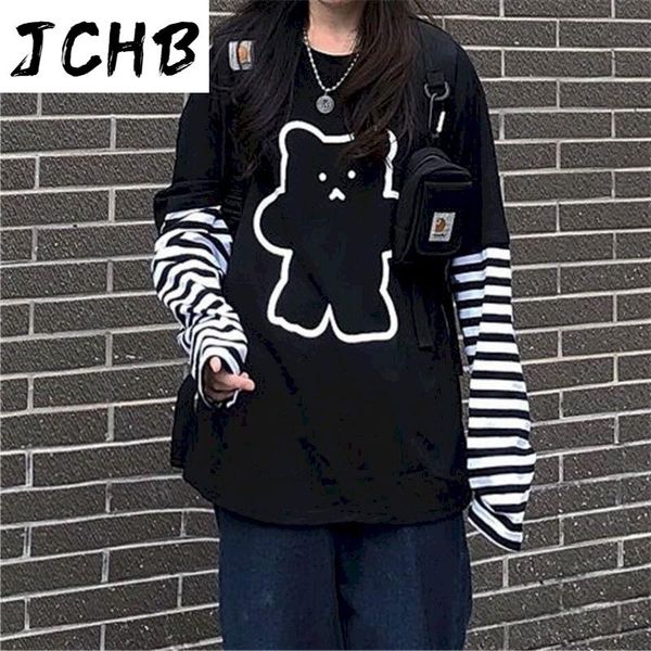 fake two piece bear print t shirt long sleeve streetwear women clothing graphic korean style spring o-neck tshirt women's t-shirt, White
fake two piece bear print t shirt long sleeve streetwear women clothing graphic korean style spring o-neck tshirt women's t-shirt, White