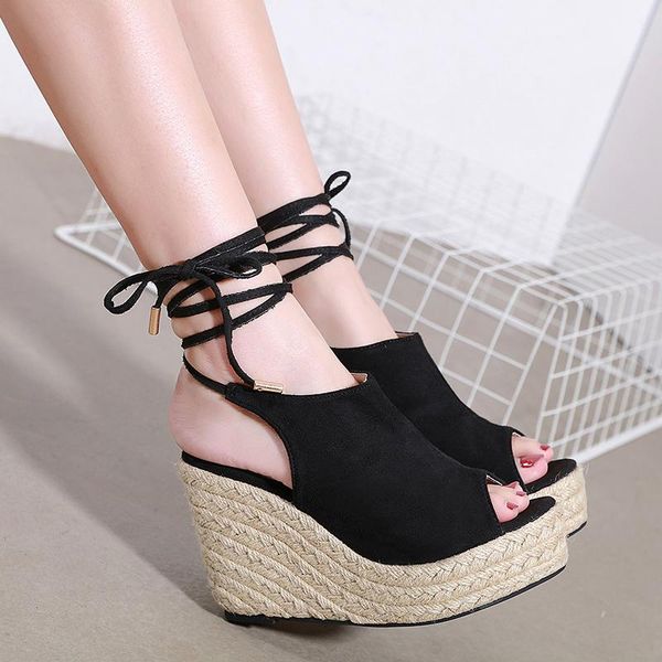 dress shoes summer strappy lace up sandals wedges female women heeled causal flip flops ymb128, Black
dress shoes summer strappy lace up sandals wedges female women heeled causal flip flops ymb128, Black