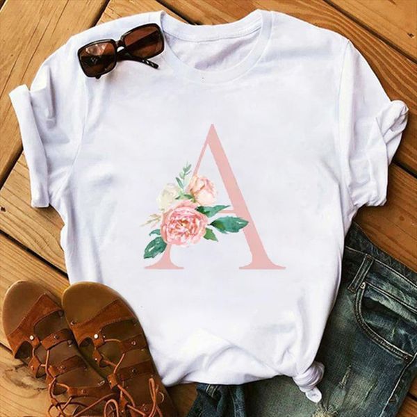 a to z pink women english letter floral print short sleeve o neck loose tee clothes mujer, White
a to z pink women english letter floral print short sleeve o neck loose tee clothes mujer, White