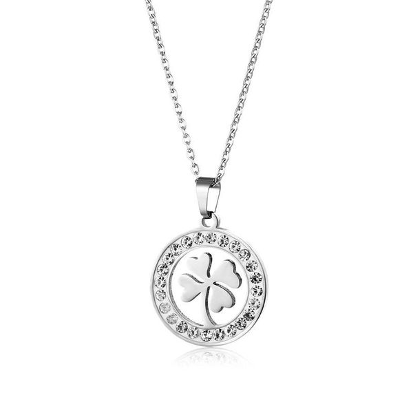 pendant necklaces delicate crystal leaf clover necklace for women stainless steel clavicle chain flower femme christmas jewelry, Silver
pendant necklaces delicate crystal leaf clover necklace for women stainless steel clavicle chain flower femme christmas jewelry, Silver