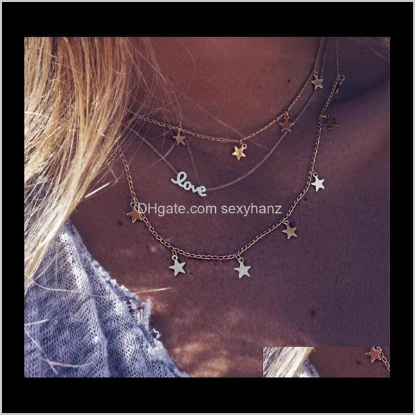 & pendants drop delivery 2021 bohemian fashion multilayer choker necklace gold chain love star charm pendant collar necklaces fine jewelry t, Silver
& pendants drop delivery 2021 bohemian fashion multilayer choker necklace gold chain love star charm pendant collar necklaces fine jewelry t, Silver