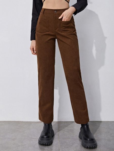 high waist straight leg pants 74vi#, Black;white 
high waist straight leg pants 74vi#, Black;white