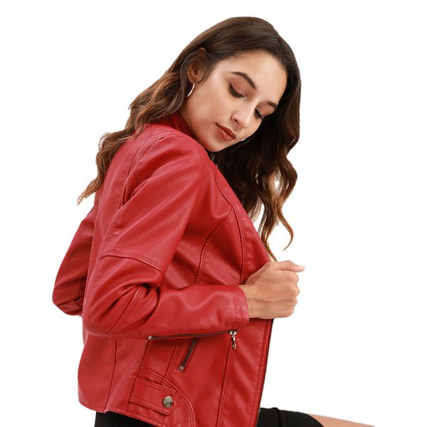 new women's autumn spring black faux leather jacket zipper basic coat stand-up collar motorcycle 2021
new women's autumn spring black faux leather jacket zipper basic coat stand-up collar motorcycle 2021