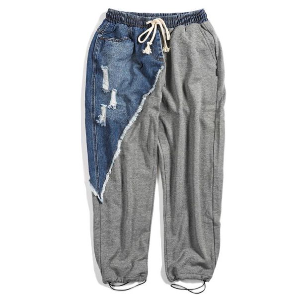 men's pants patchwork denim ripped pant man color block harajuku oversize joggers hip hop streetwear men trousers cotton, Black
men's pants patchwork denim ripped pant man color block harajuku oversize joggers hip hop streetwear men trousers cotton, Black