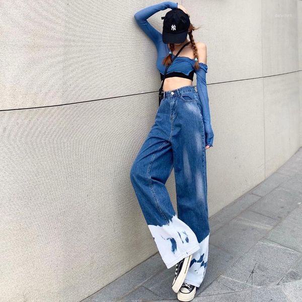 women's jeans ead gradient women korean retro high waist wide leg pants loose fashion personality large size trousers casual, Blue
women's jeans ead gradient women korean retro high waist wide leg pants loose fashion personality large size trousers casual, Blue