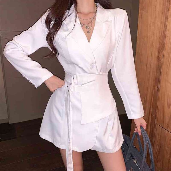 temperament blazer dress women mini party office lady elegant female korean sashes long sleeve clothes 210526, White;black
temperament blazer dress women mini party office lady elegant female korean sashes long sleeve clothes 210526, White;black