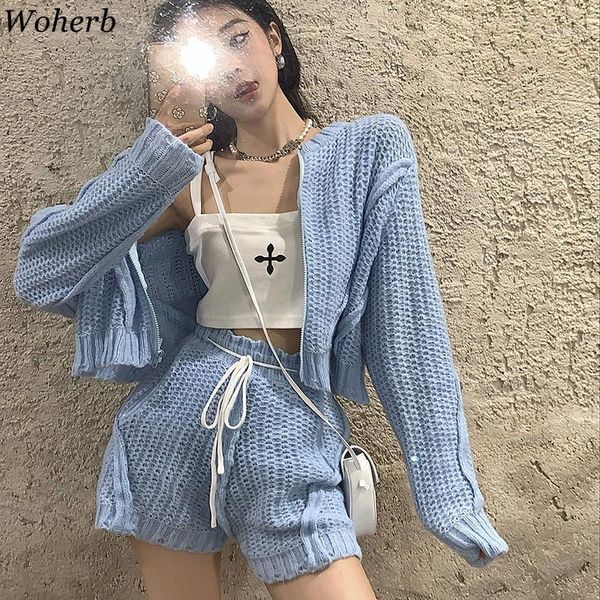 women's tracksuits woherb casual blue two piece set women long sleeve sweater zipper jacket high waist shorts suits elegant femme sport, Gray
women's tracksuits woherb casual blue two piece set women long sleeve sweater zipper jacket high waist shorts suits elegant femme sport, Gray