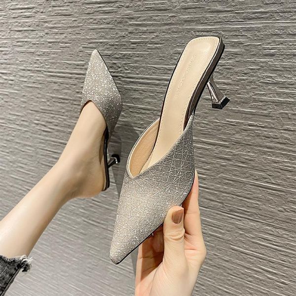 slippers pointed toe thin heels casual female shoes slides heeled mules luxury 2021 cover high summer fretwork rubber bling pu, Black
slippers pointed toe thin heels casual female shoes slides heeled mules luxury 2021 cover high summer fretwork rubber bling pu, Black