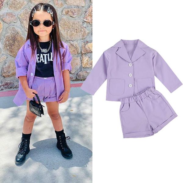 kids girls blazer clothes sets purple summer solid long sleeve single breasted coat +shorts 2pcs 2021 clothing, White
kids girls blazer clothes sets purple summer solid long sleeve single breasted coat +shorts 2pcs 2021 clothing, White