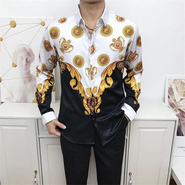 men's casual shirts autumn summer mens clothing long sleeve camisas hombre luxury male slim fit spring printed fancy dress hawaiian, White;black
men's casual shirts autumn summer mens clothing long sleeve camisas hombre luxury male slim fit spring printed fancy dress hawaiian, White;black