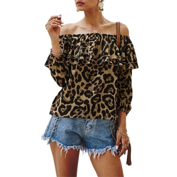 women leopard long sleeve off shoulder blouse loose shirt casual clubwear women's blouses & shirts, White
women leopard long sleeve off shoulder blouse loose shirt casual clubwear women's blouses & shirts, White