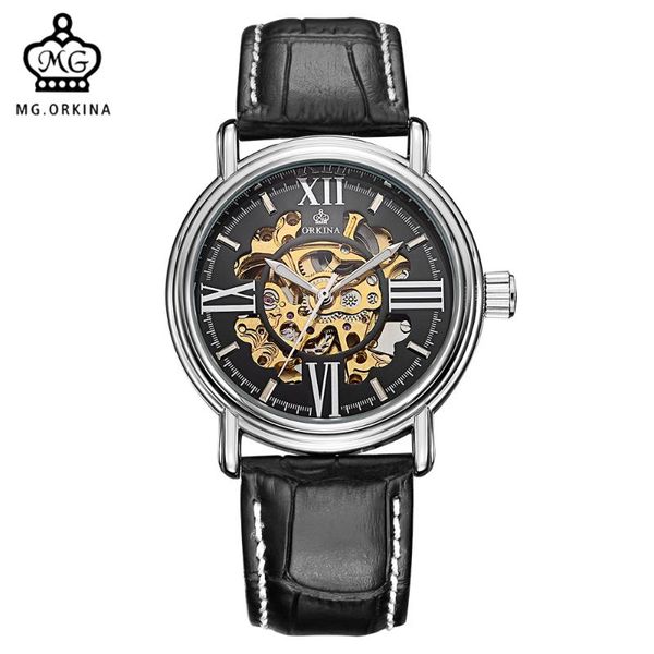 mg. orkina design relogio masculino engraving skeleton mens automatic watches wrist watch wristwatches, Slivery;brown
mg. orkina design relogio masculino engraving skeleton mens automatic watches wrist watch wristwatches, Slivery;brown