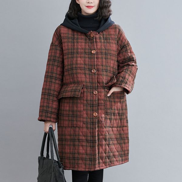johnature women vintage parkas warm korean style coats pockets winter thicken plaid female casual parkas hooded coat 210521, Black
johnature women vintage parkas warm korean style coats pockets winter thicken plaid female casual parkas hooded coat 210521, Black