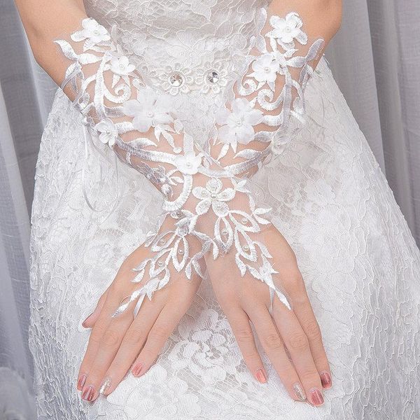 bridal gloves 1 pair bride lace hollow out embroider pearl flower finger bandage wedding decorations accessories, White
bridal gloves 1 pair bride lace hollow out embroider pearl flower finger bandage wedding decorations accessories, White