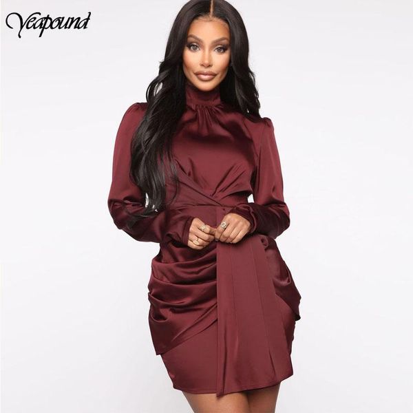 casual dresses women elegant long sleeve satin dress autumn high collor party pleated with drop belt ladies vestidos streetwear, Black;gray
casual dresses women elegant long sleeve satin dress autumn high collor party pleated with drop belt ladies vestidos streetwear, Black;gray