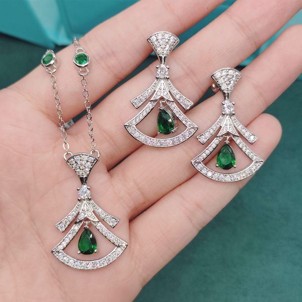 high design sense baojia skirt necklace female emerald suit z skirt earrings, Silver
high design sense baojia skirt necklace female emerald suit z skirt earrings, Silver
