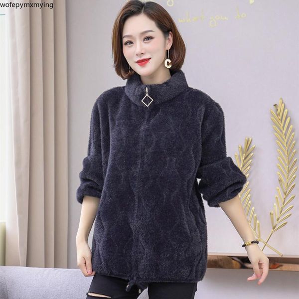 women's fur & faux imitation mink cashmere coat 2021 autumn winter artificial coats long sleeve plush warm fluffy jacket with zipper, Black
women's fur & faux imitation mink cashmere coat 2021 autumn winter artificial coats long sleeve plush warm fluffy jacket with zipper, Black