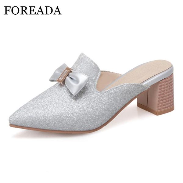 dress shoes foreada high heels women pumps bow thick mules glitter pointed toe female slippers spring gold large size 33-46, Black
dress shoes foreada high heels women pumps bow thick mules glitter pointed toe female slippers spring gold large size 33-46, Black