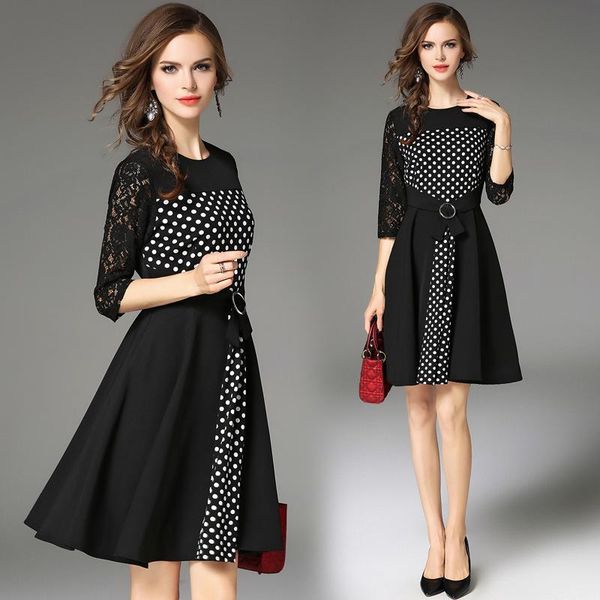casual dresses lace bow printed dress fashion wave point slim waist women polka dot vintage retro short sleeve a line vestido, Black;gray
casual dresses lace bow printed dress fashion wave point slim waist women polka dot vintage retro short sleeve a line vestido, Black;gray