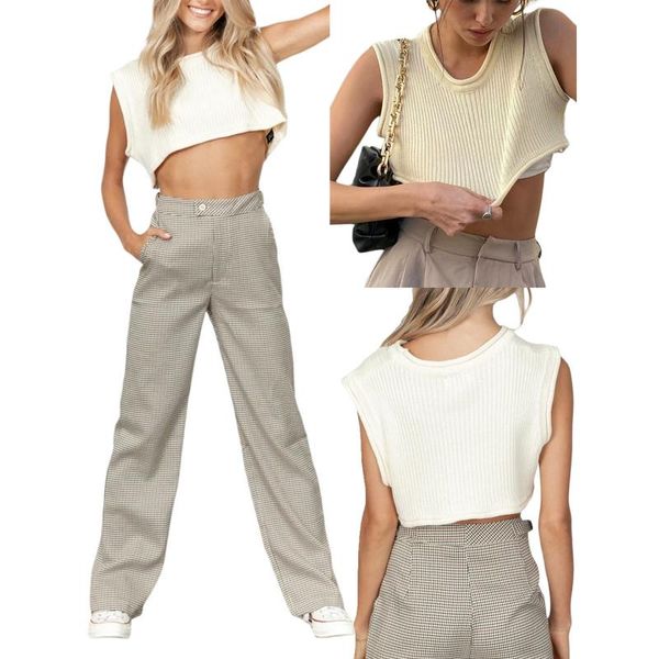 women fashion sleeveless round neck crop ladies stylish knit for daily wear,daily wear/going out women's t-shirt, White
women fashion sleeveless round neck crop ladies stylish knit for daily wear,daily wear/going out women's t-shirt, White
