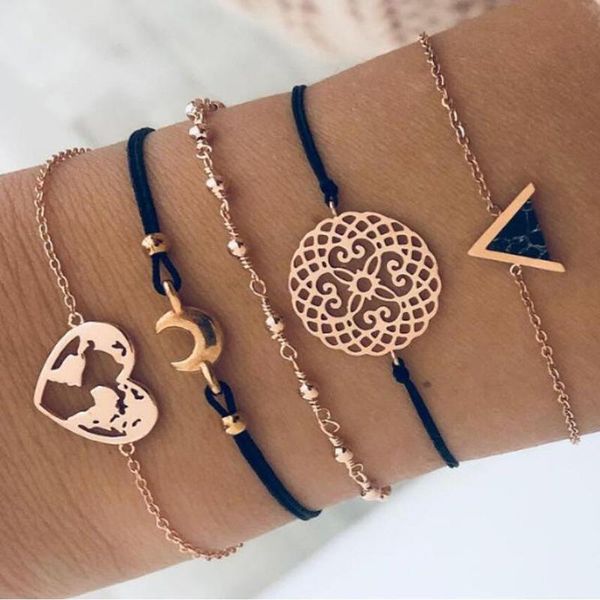 charm bracelets 5pcs/set for women bohemian hollow disc round bead heart moon link chain bracelet alloy metal fashion jewelry, Golden;silver
charm bracelets 5pcs/set for women bohemian hollow disc round bead heart moon link chain bracelet alloy metal fashion jewelry, Golden;silver