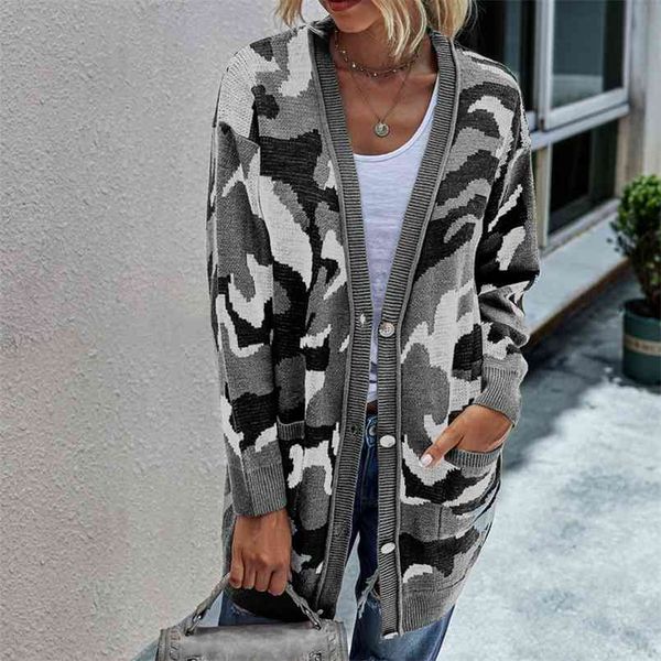 high street women's sweater v-neck cardigans autumn winter camouflage midi knitted cardigan women full coat 210508, White;black
high street women's sweater v-neck cardigans autumn winter camouflage midi knitted cardigan women full coat 210508, White;black