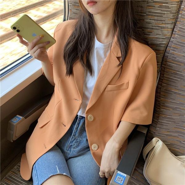 women's suits & blazers short sleeve suit coat 2021 spring and autumn casual small summer loose versatile korean milk orange top, White;black
women's suits & blazers short sleeve suit coat 2021 spring and autumn casual small summer loose versatile korean milk orange top, White;black