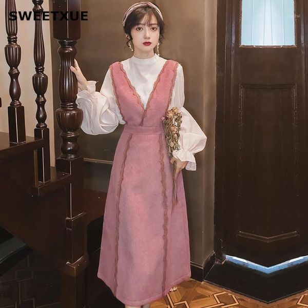 two piece dress sweetxue small fragrance style temperament two-piece set white shirt and woolen strap elegant suit women's clothing
two piece dress sweetxue small fragrance style temperament two-piece set white shirt and woolen strap elegant suit women's clothing