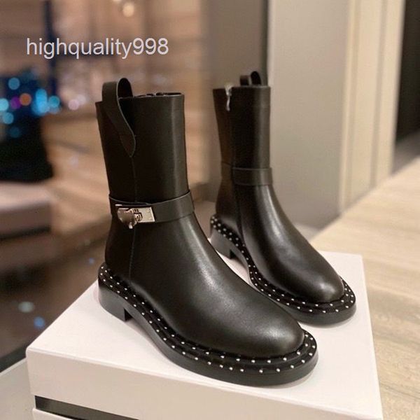 boots high end quality liuding metal ding boots women's flat bottom middle tube thick side zipper leather short, Black
boots high end quality liuding metal ding boots women's flat bottom middle tube thick side zipper leather short, Black
