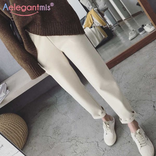 aelegantmis chic black high waist women pencil pants thicken plus size wool female loose harem lady leisure trousers 210607, Black;white
aelegantmis chic black high waist women pencil pants thicken plus size wool female loose harem lady leisure trousers 210607, Black;white