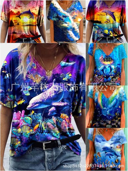 women's t-shirt 2021 step into leisure marine animal print short sleeve shirt v-neck loose nq0q, White
women's t-shirt 2021 step into leisure marine animal print short sleeve shirt v-neck loose nq0q, White