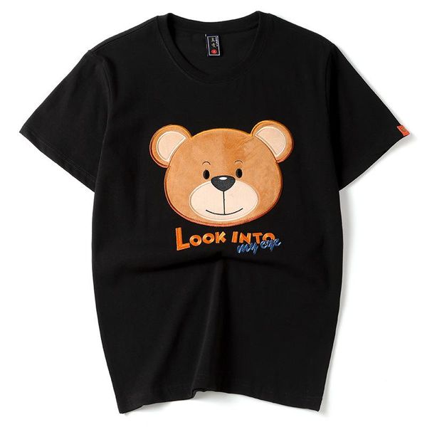 men's t-shirts original cute cartoon bear embroidery fashion short sleeve tees summer 2021 cotton breathable luxury t shirt men, White;black
men's t-shirts original cute cartoon bear embroidery fashion short sleeve tees summer 2021 cotton breathable luxury t shirt men, White;black
