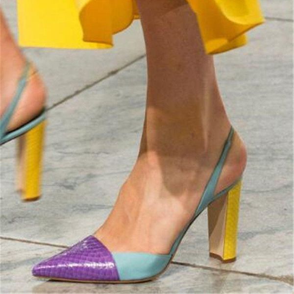 dress shoes fashion est mixed color pointed toe and square heel summer high slip-on slingback women sandals, Black
dress shoes fashion est mixed color pointed toe and square heel summer high slip-on slingback women sandals, Black