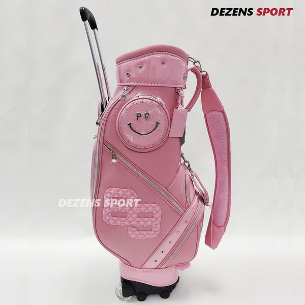 golf bags pink women's bag pu pull rod with pulley standard 
golf bags pink women's bag pu pull rod with pulley standard