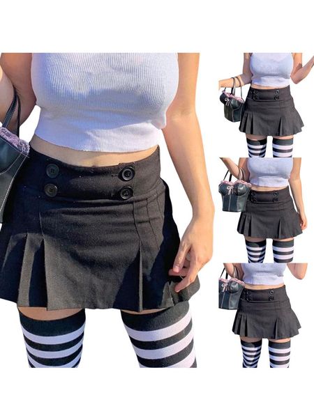 skirts women casual short skirt, black solid color high waist pleated skirt with buttons
skirts women casual short skirt, black solid color high waist pleated skirt with buttons