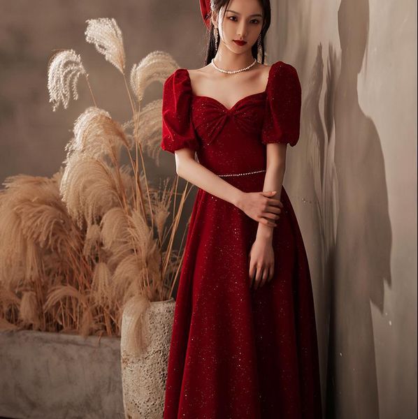 ethnic clothing romantic bride wedding dress elegant evening bling sequins banquet temperament formal party prom, Red
ethnic clothing romantic bride wedding dress elegant evening bling sequins banquet temperament formal party prom, Red