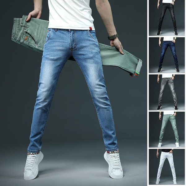 men's jeans 7 color men stretch ny jeans fashion casual slim fit denim trousers male gray black khaki white pants, Blue
men's jeans 7 color men stretch ny jeans fashion casual slim fit denim trousers male gray black khaki white pants, Blue