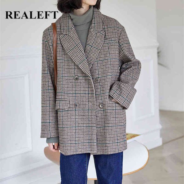 autumn winter vintage plaid double breasted woolen outwear long sleeve turn down collar women coat jacket female 210428, Black;brown
autumn winter vintage plaid double breasted woolen outwear long sleeve turn down collar women coat jacket female 210428, Black;brown