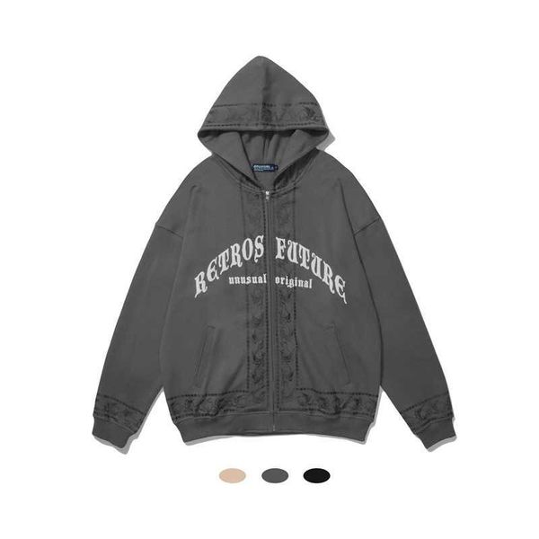 mankun - d025 men's and women's fashion loose letter couple hooded terry zipper coat, Black;brown
mankun - d025 men's and women's fashion loose letter couple hooded terry zipper coat, Black;brown