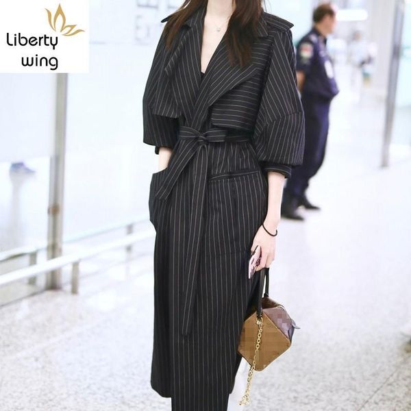 women's trench coats brand fashion women super long coat runway striped outwear windbreaker female belted high street loose, Tan;black
women's trench coats brand fashion women super long coat runway striped outwear windbreaker female belted high street loose, Tan;black