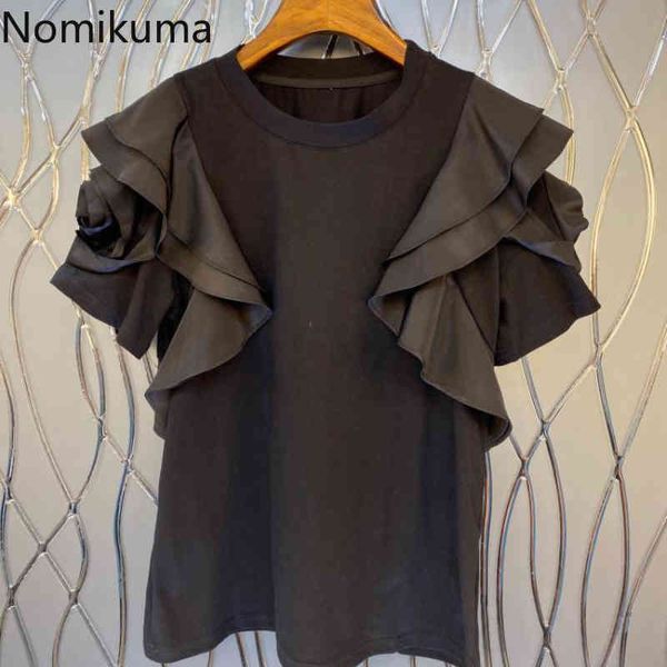 nomikuma korean ruffle short sleeve shirts for women causal o-neck graphic tees summer new solid blusas mujer de moda 6g918 210427, White
nomikuma korean ruffle short sleeve shirts for women causal o-neck graphic tees summer new solid blusas mujer de moda 6g918 210427, White