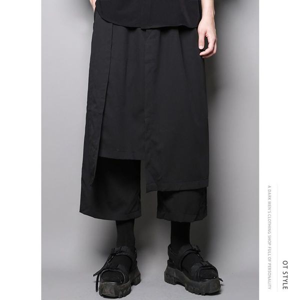 personality splicing dark yamamoto style neutral wide leg men's casual pants nine-point fake two loose skirt men trend, Black
personality splicing dark yamamoto style neutral wide leg men's casual pants nine-point fake two loose skirt men trend, Black