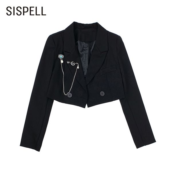 sispell patchwork metal buckle women's blazer coat lapel collar long sleeve cropped for female coats streetwear 210531, White;black
sispell patchwork metal buckle women's blazer coat lapel collar long sleeve cropped for female coats streetwear 210531, White;black
