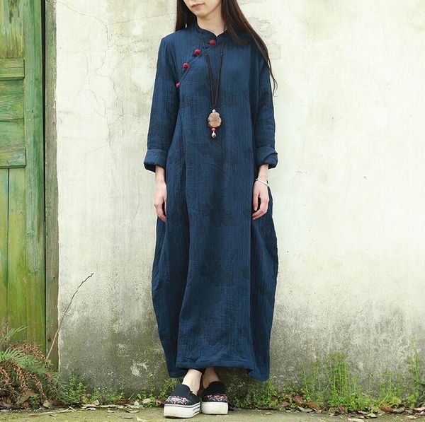casual dresses women cotton retro jacquard loose long-sleeved dresss605, Black;gray
casual dresses women cotton retro jacquard loose long-sleeved dresss605, Black;gray