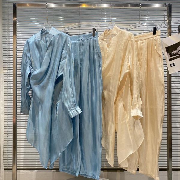 women's two piece pants casual women sets solid color consice one wrap shirt + elastic waist chic clothing set, White
women's two piece pants casual women sets solid color consice one wrap shirt + elastic waist chic clothing set, White