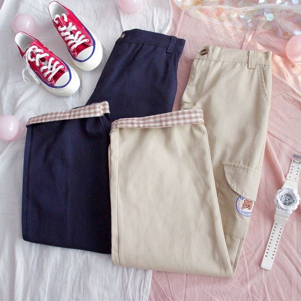 harajuku kawaii cartoon bear plaid japanese cute soft girl women trousers streetwear loose ankle length cargo pants khaki, Black;white
harajuku kawaii cartoon bear plaid japanese cute soft girl women trousers streetwear loose ankle length cargo pants khaki, Black;white