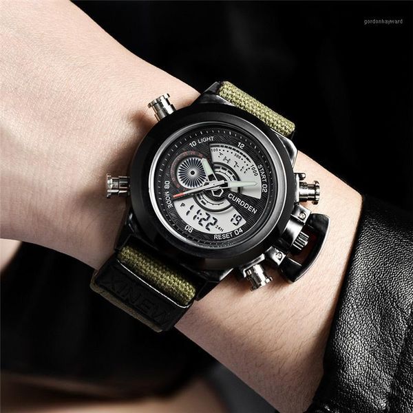 

wristwatches military mens chronograph business quartz watch men nylon band digital watches relogio masculino para hombre naviforce clock, Slivery;brown
