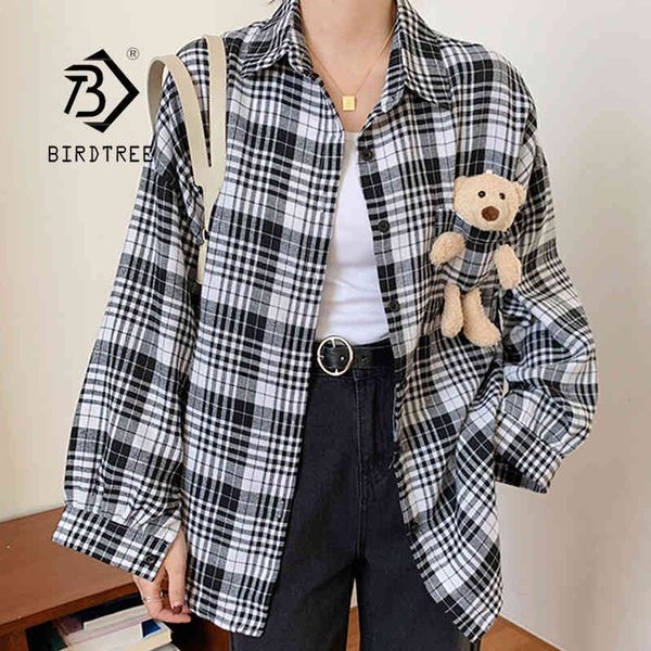 spring new women vintage plaid oversize shirts with bear turn-down collar autumn loose blouse button up bf style t0o511f 210430, White
spring new women vintage plaid oversize shirts with bear turn-down collar autumn loose blouse button up bf style t0o511f 210430, White
