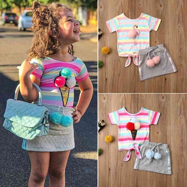 2pcs toddler kids baby girl clothes sets rainbow striped princess t-shirt mini skirt outfits, White
2pcs toddler kids baby girl clothes sets rainbow striped princess t-shirt mini skirt outfits, White